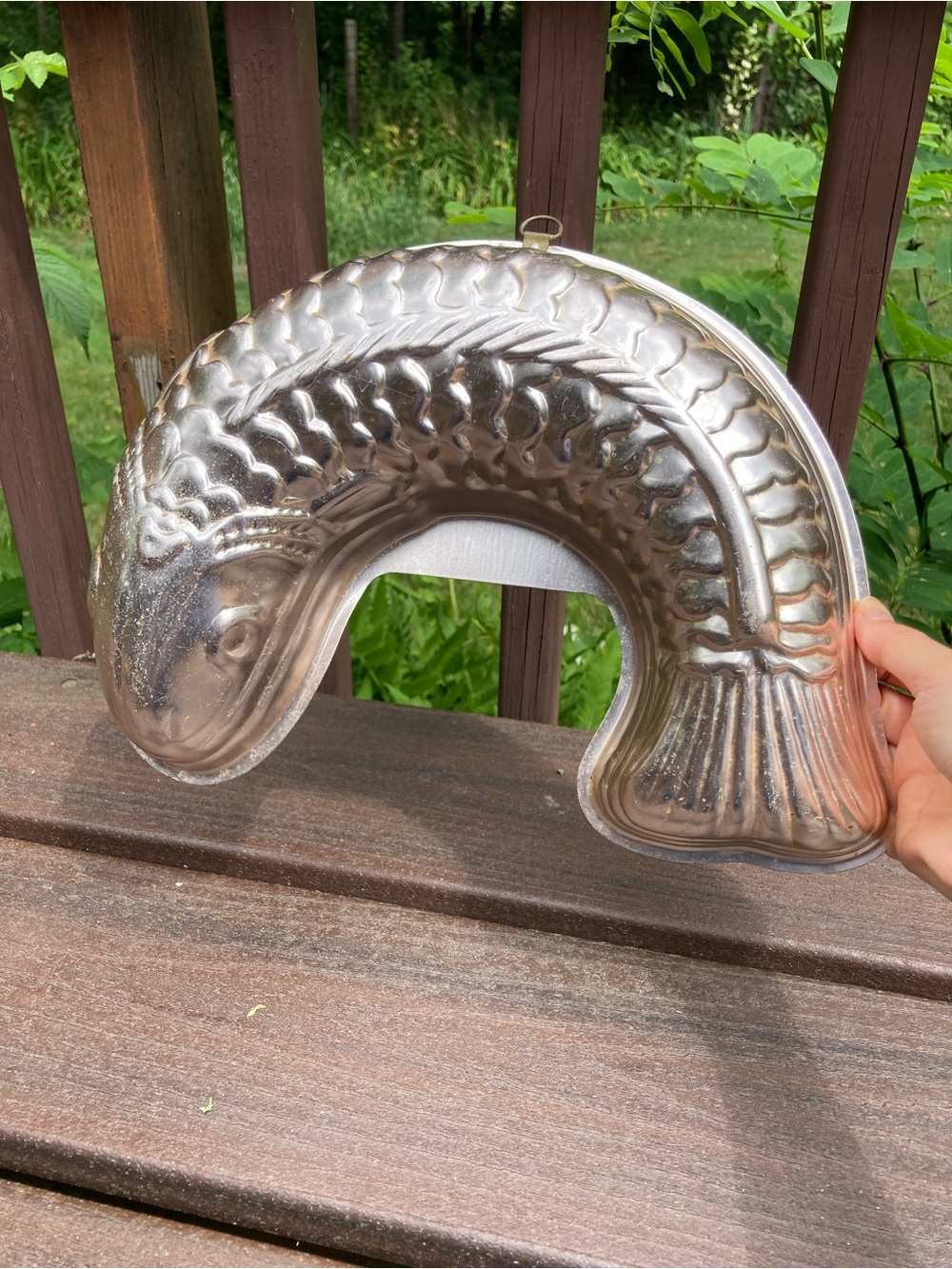 Vintage Mirro Aluminum Koi Fish Shaped Cake Pan Jello Mold Copper Toned